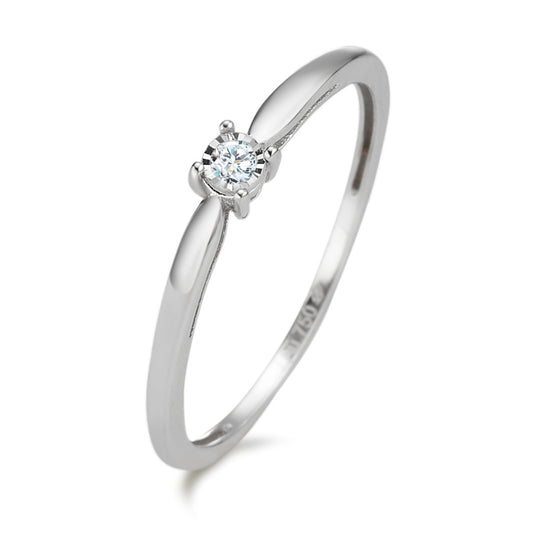 Solitaire ring 750/18K krt witgoud Diamant 0.03 ct, w-pi2