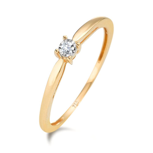 Solitaire ring 750/18 krt geel goud Diamant 0.03 ct, w-pi2