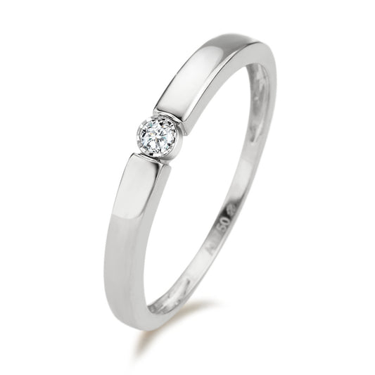 Solitaire ring 750/18K krt witgoud Diamant 0.04 ct, w-pi2