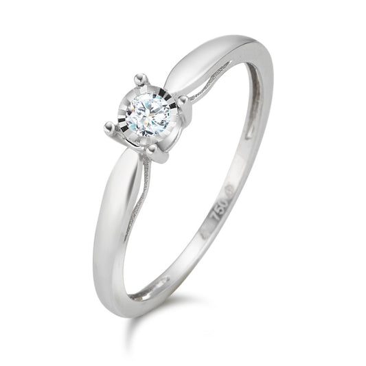 Solitaire ring 750/18K krt witgoud Diamant 0.08 ct, w-pi2