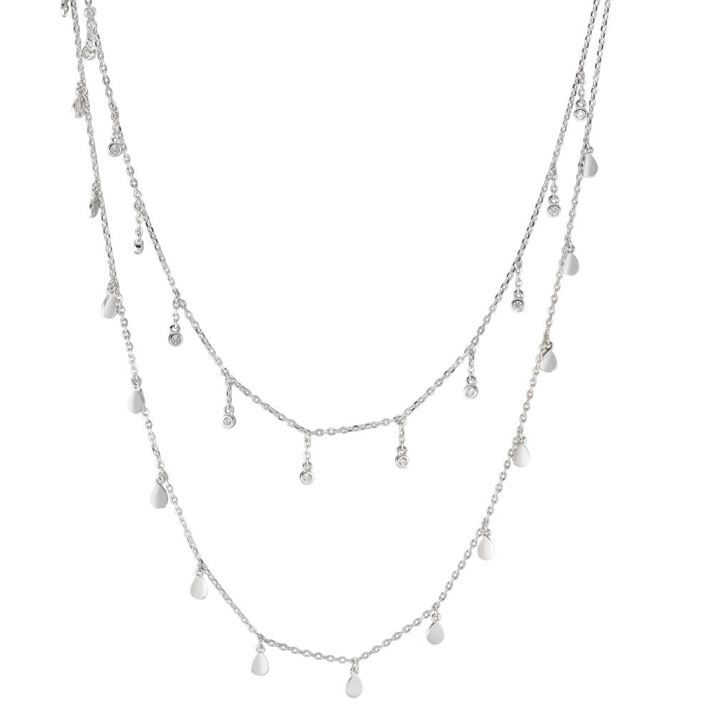 Collier Zilver Zirkonia 12 Steen Gerhodineerd 35-40 cm