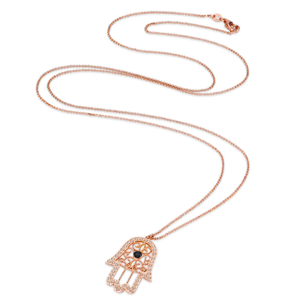 Collier met hanger Zilver Zirkonia 42 Steen Rosé Fatima 80 cm