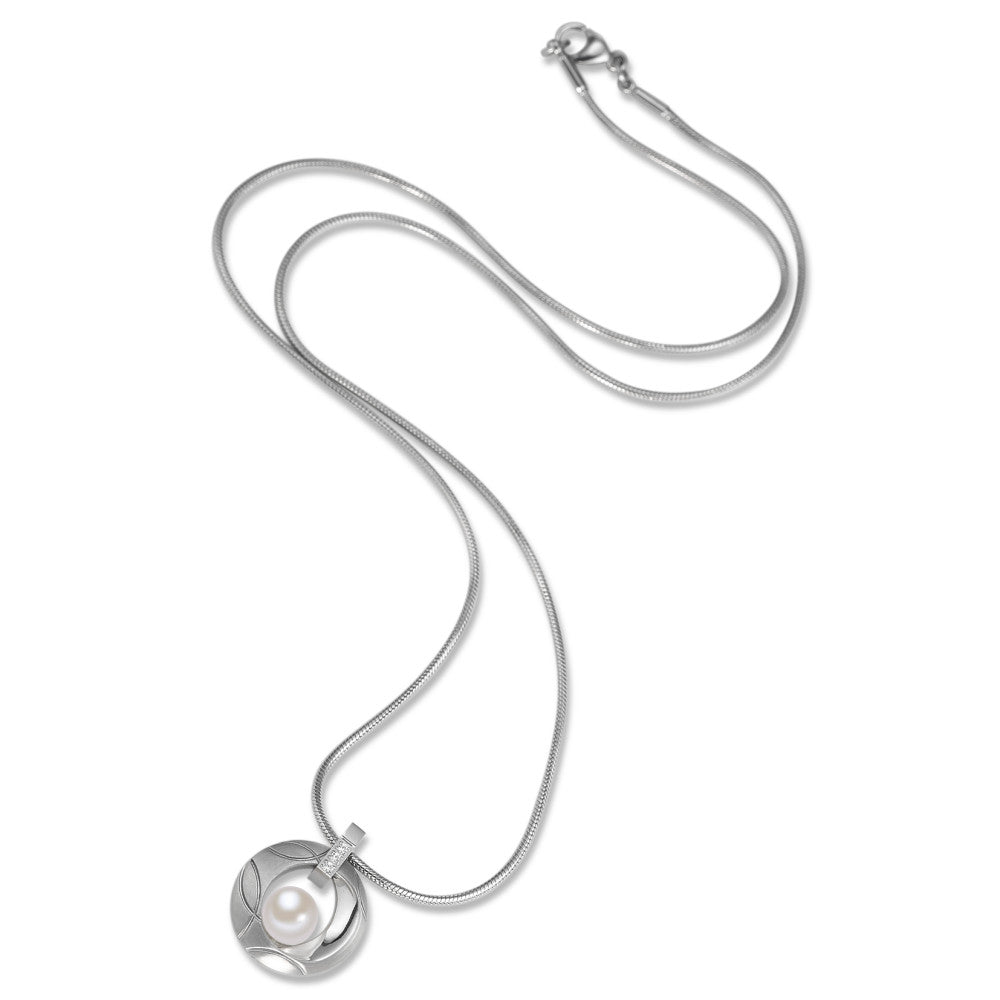 Collier met hanger Roestvrijstaal Zirkonia zoetwater Parel 42 cm