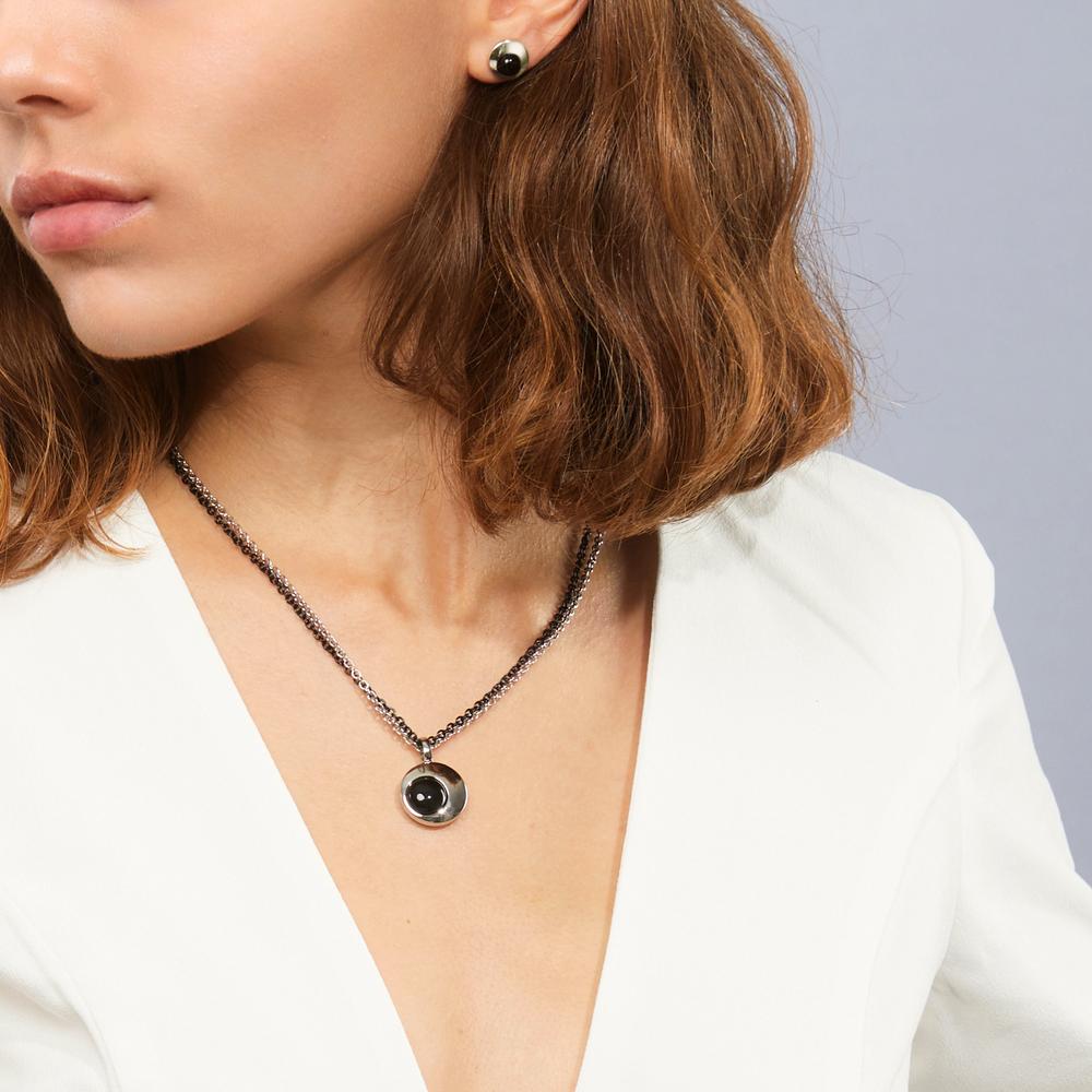 Collier Roestvrijstaal Onyx Zwart IP-gecoat 45 cm