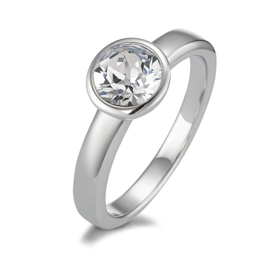 Solitaire ring Zilver Zirkonia Gerhodineerd Ø8 mm