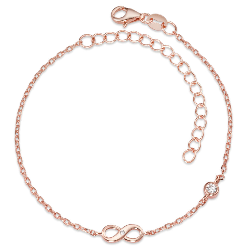 Armband Zilver Zirkonia 2 Steen Rosé Verguld Oneindigheid 16-19 cm