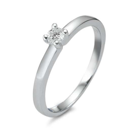 Solitaire ring 750/18K krt witgoud Diamant wit, 0.10 ct, [Brillant], w-si