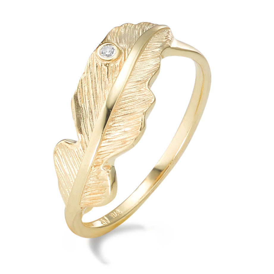 Ring 375/9 krt geel goud Zirkonia Veer