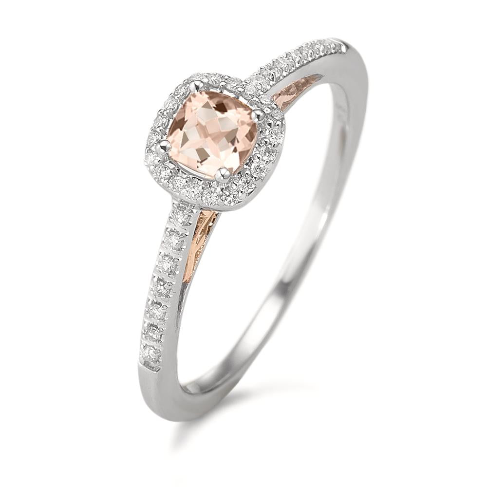 Ring 375/9 krt witgoud Diamant 0.10 ct, w-pi3, Morganiet Champagne