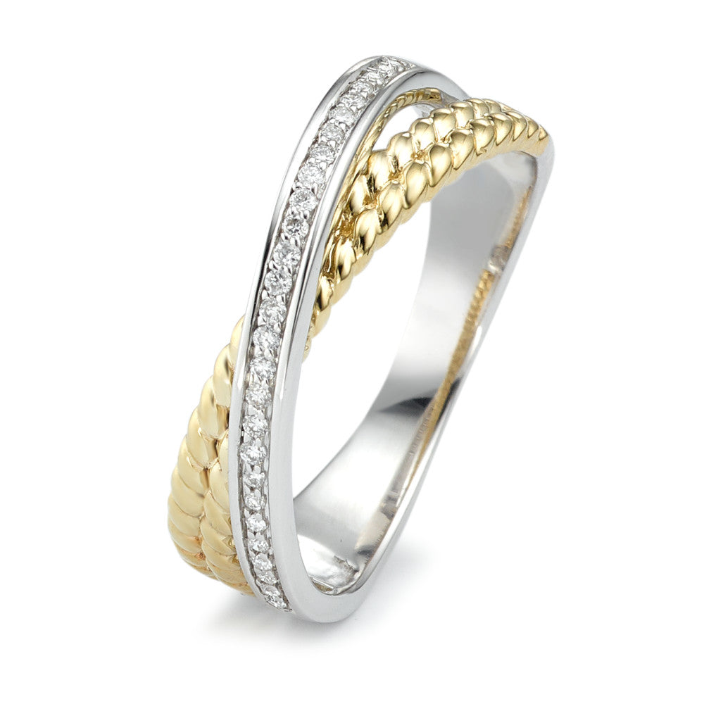 Ring 375/9 krt geel goud Diamant 0.08 ct, 27 Steen, w-si