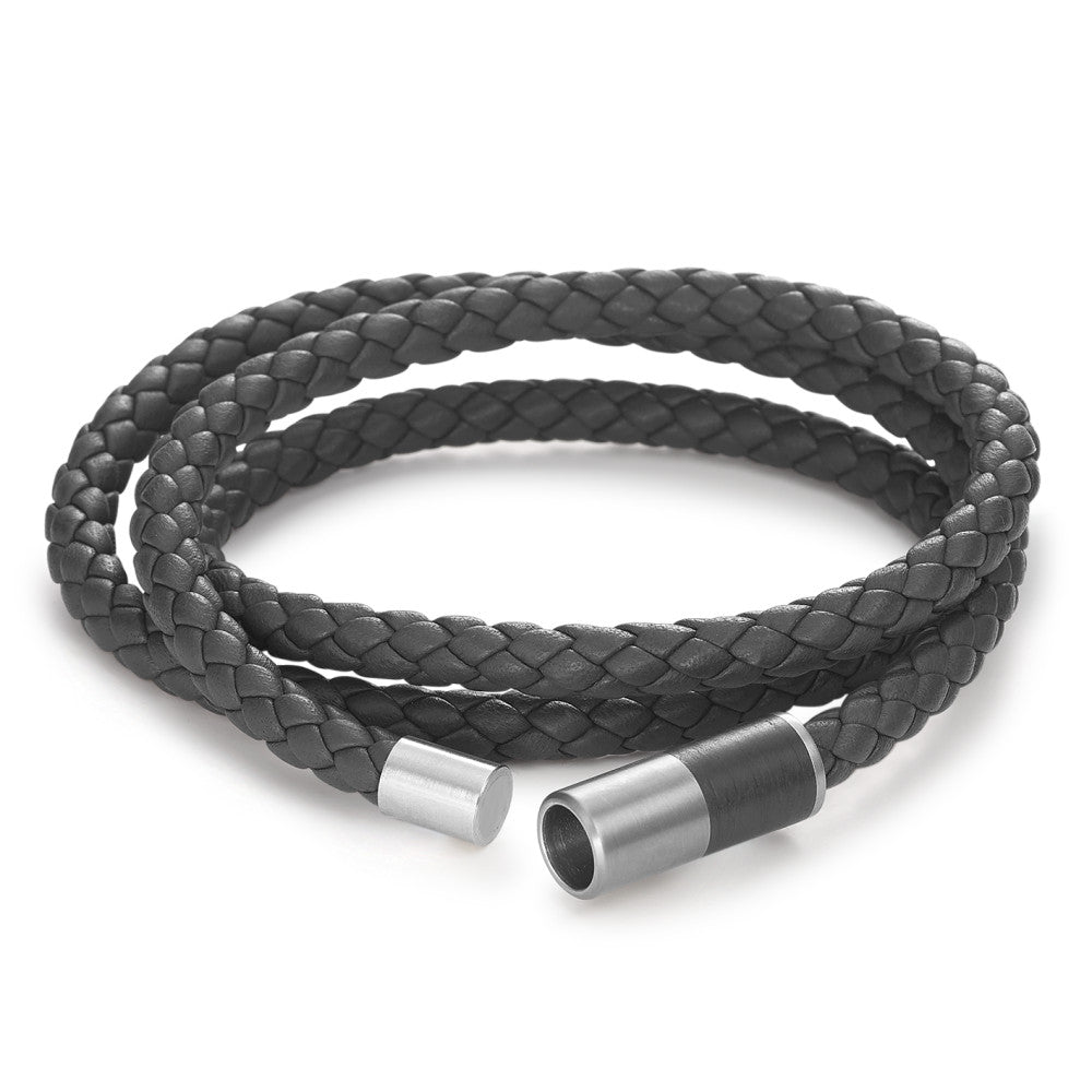 Armband Leder, Titanium, Carbon 23 cm Ø6 mm