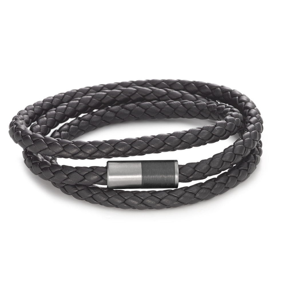 Armband Leder, Titanium, Carbon 21 cm Ø6 mm