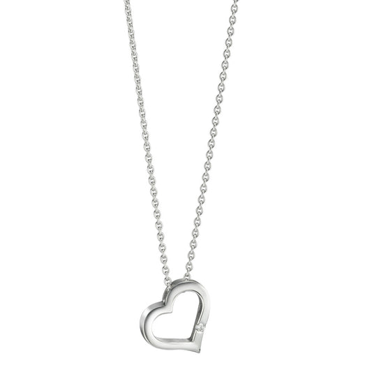 Collier 750/18K krt witgoud Diamant 0.015 ct, w-si Hart 40-42 cm