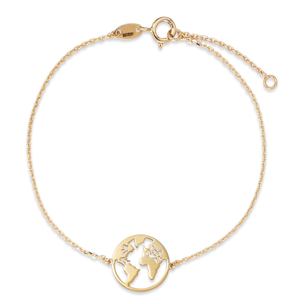 Armband 375/9 krt geel goud Wereldbol 16-18 cm