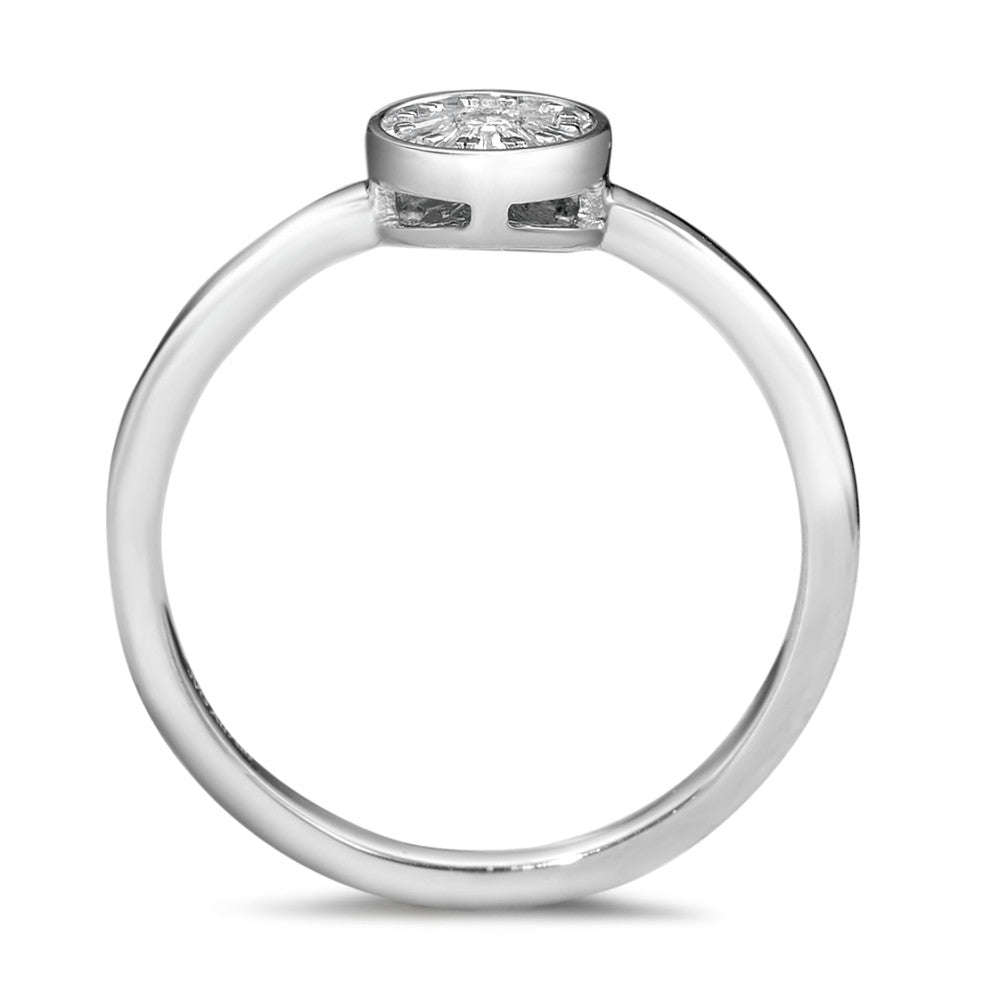 Solitaire ring 750/18K krt witgoud Diamant 0.15 ct, 13 Steen, w-si