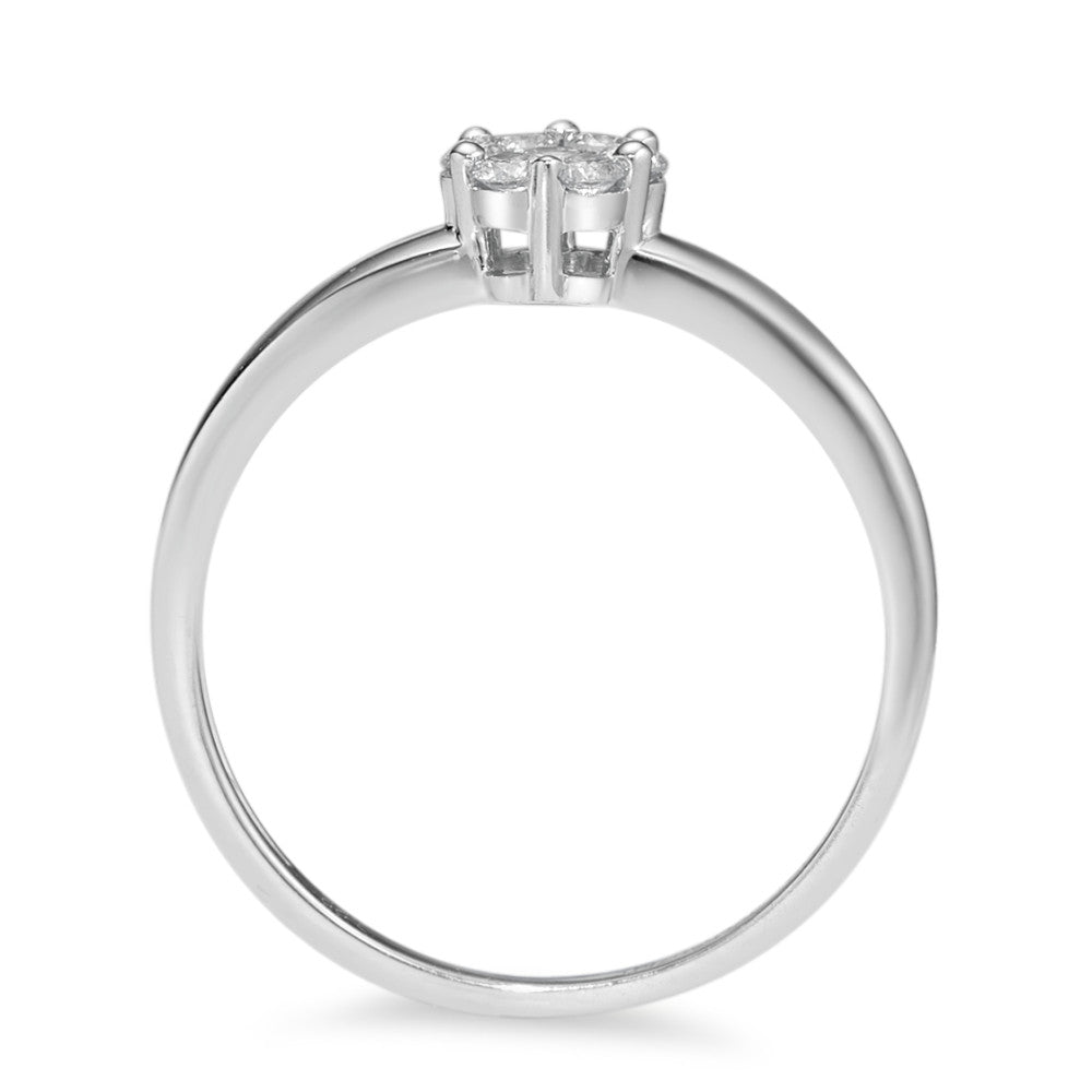 Solitaire ring 750/18K krt witgoud Diamant 0.20 ct, 7 Steen, w-si