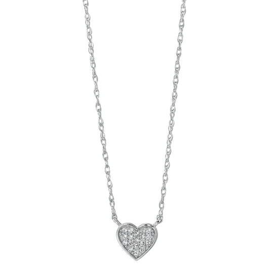 Collier 750/18K witgoud Diamant 0.05 ct, 18 Steen, w-si Hart 40-46 cm