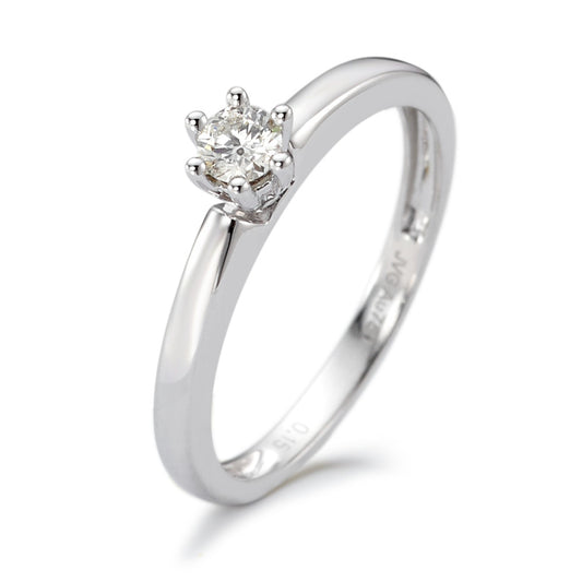 Solitaire ring 750/18K krt witgoud Diamant 0.15 ct, w-si