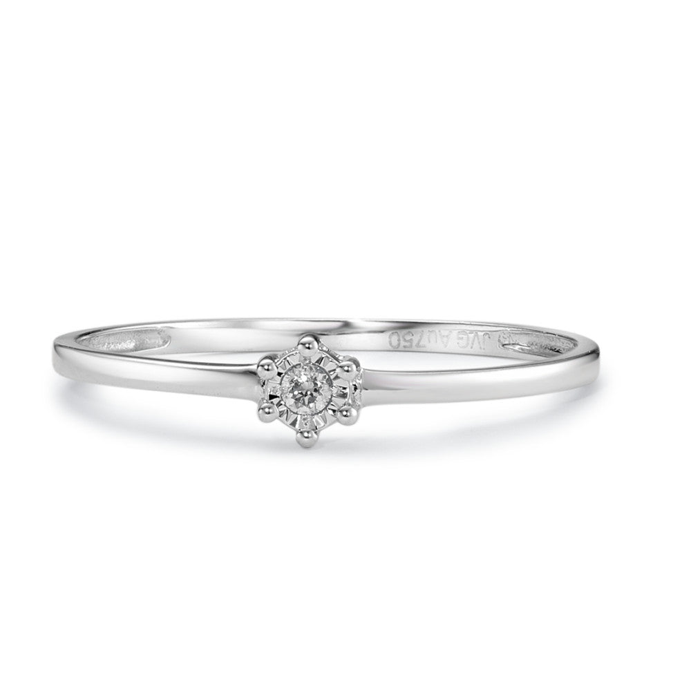 Solitaire ring 750/18K krt witgoud Diamant 0.02 ct, w-si