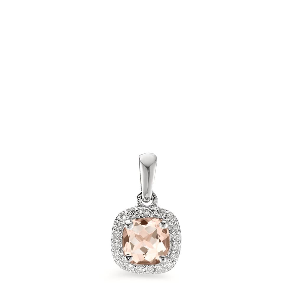 Hanger 375/9 krt witgoud Morganiet Champagne, 0.35 ct, [rund], Diamant wit, 0.06 ct, 20 Steen, w-pi3 Ø6.5 mm