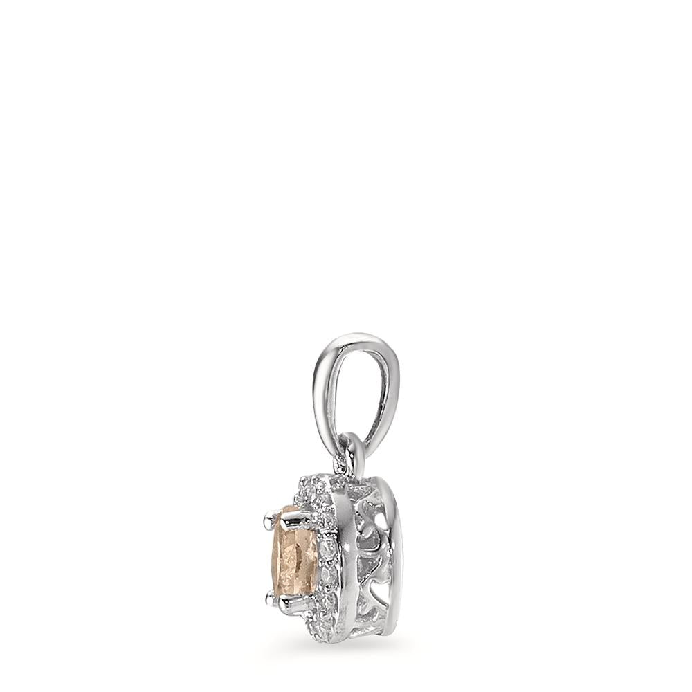 Hanger 375/9 krt witgoud Morganiet Champagne, 0.33 ct, [rund], Diamant wit, 0.06 ct, 18 Steen, w-pi3 Ø6.5 mm