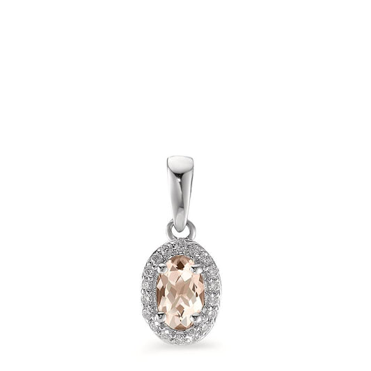 Hanger 375/9 krt witgoud Morganiet Champagne, 0.36 ct, [oval], Diamant wit, 0.06 ct, 18 Steen, w-pi3