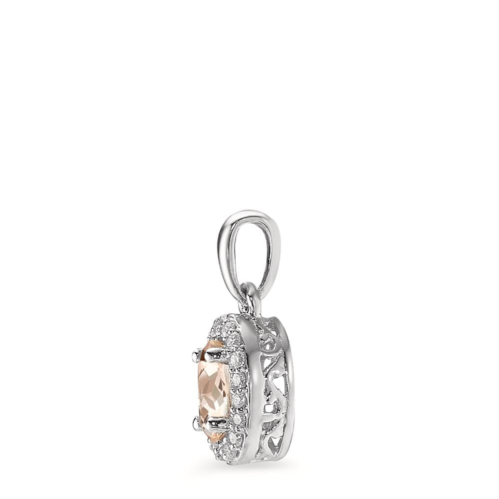 Hanger 375/9 krt witgoud Morganiet Champagne, 0.36 ct, [oval], Diamant wit, 0.06 ct, 18 Steen, w-pi3