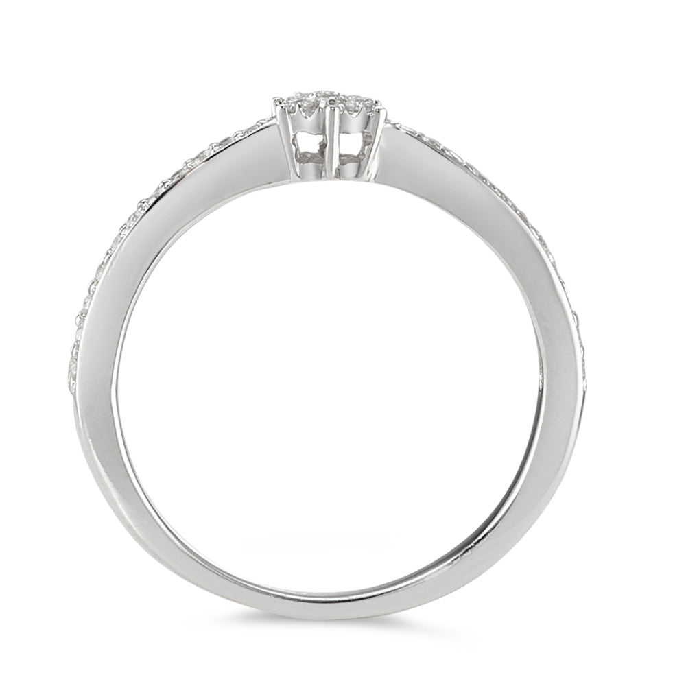 Solitaire ring 750/18K witgoud Diamant 0.15 ct, 29 Steen, w-si