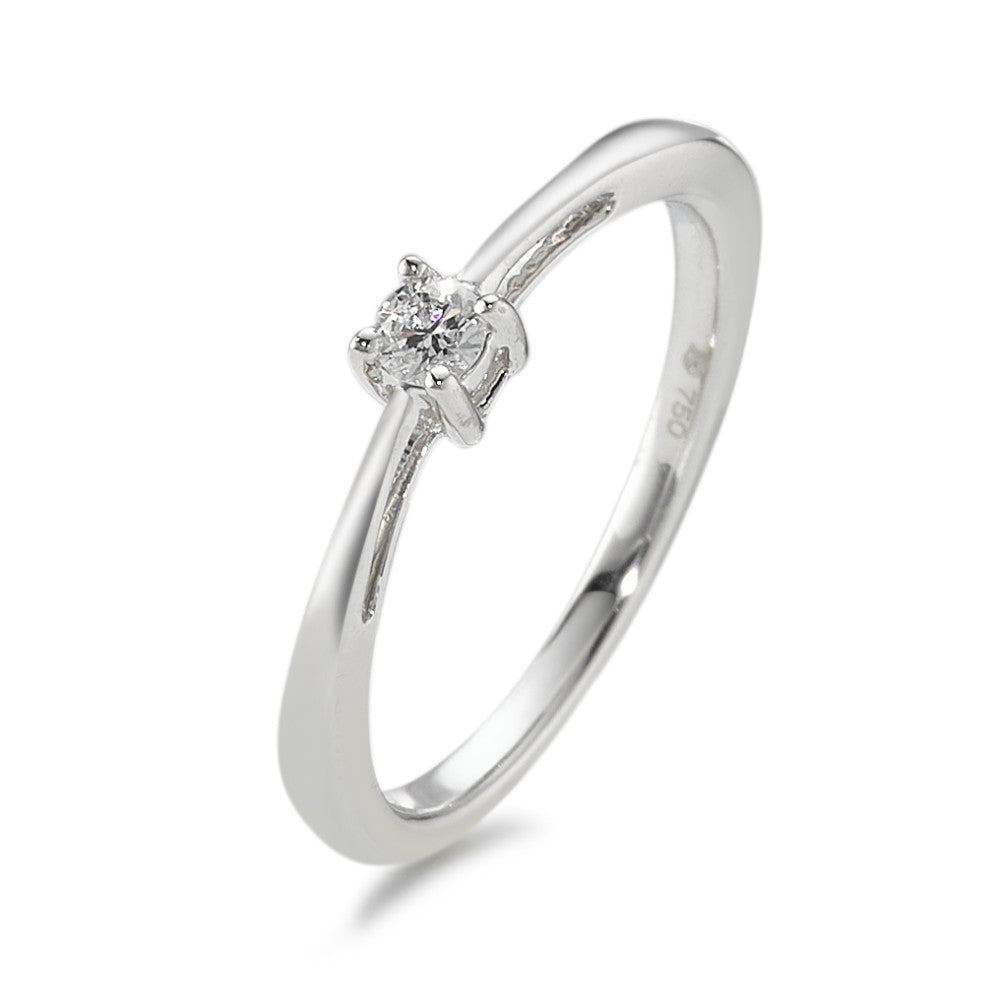 Solitaire ring 750/18K krt witgoud Diamant 0.10 ct, w-si