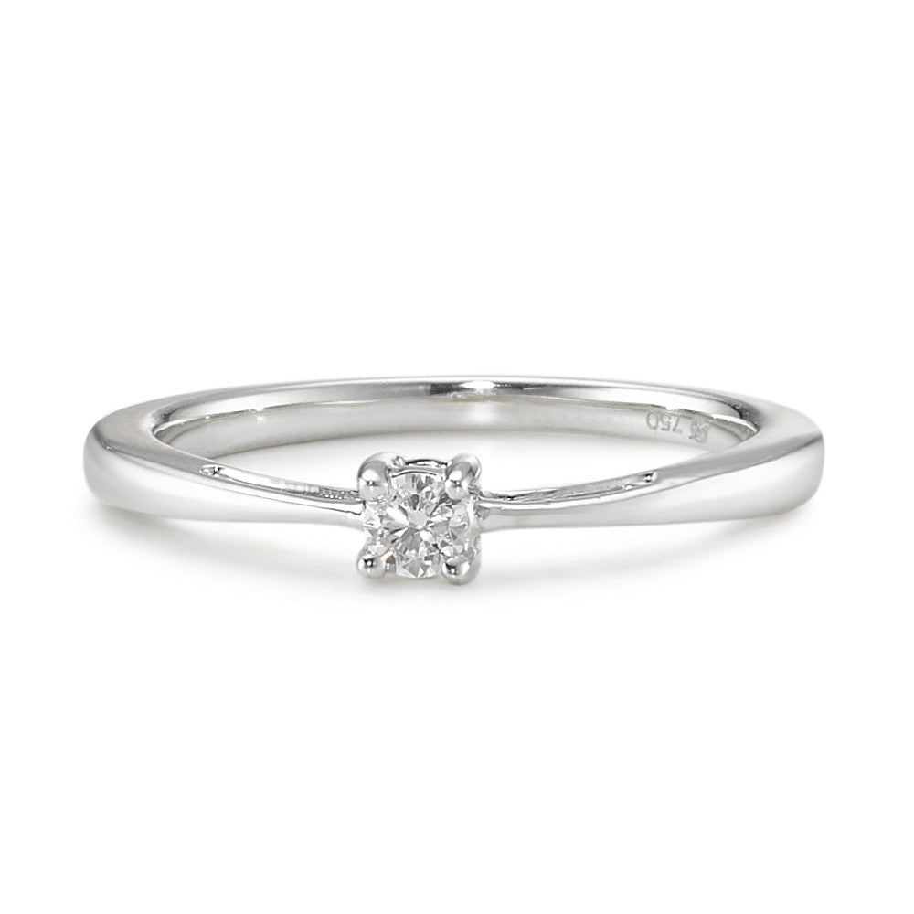 Solitaire ring 750/18K krt witgoud Diamant 0.10 ct, w-si