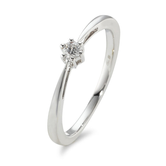 Solitaire ring 750/18K krt witgoud Diamant 0.10 ct, w-si