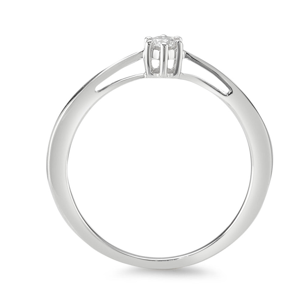 Solitaire ring 750/18K krt witgoud Diamant 0.10 ct, w-si