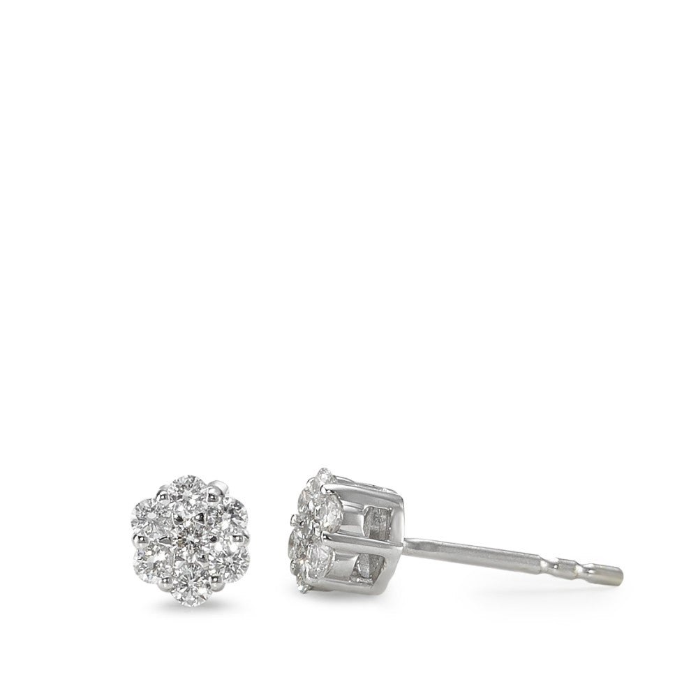 Oorknoppen 750/18K witgoud Diamant 0.25 ct, 14 Steen, w-si Ø4.8 mm