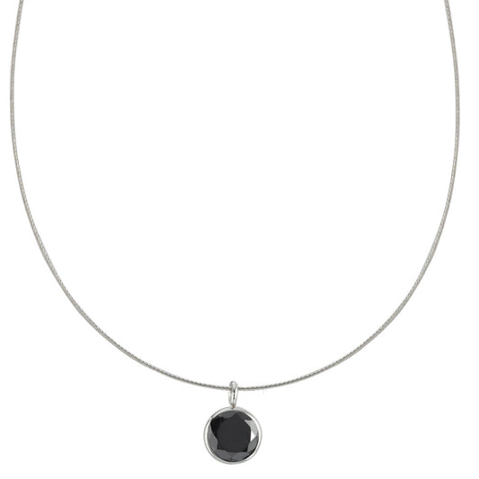 Collier Roestvrijstaal Zirkonia zwart 42 cm