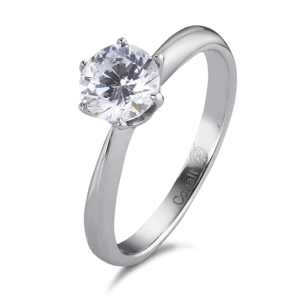 Solitaire ring Kobalt Zirkonia wit