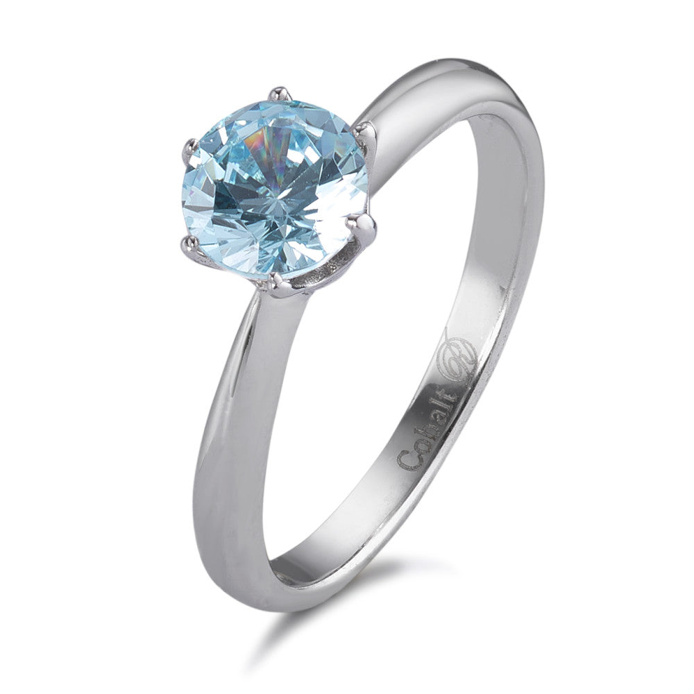 Solitaire ring Kobalt Zirkonia aquatisch