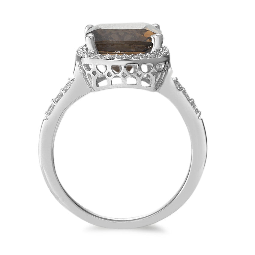 Ring 750/18K krt witgoud Rookkwarts, Diamant wit, 0.20 ct, 42 Steen, w-pi3 Ø11 mm