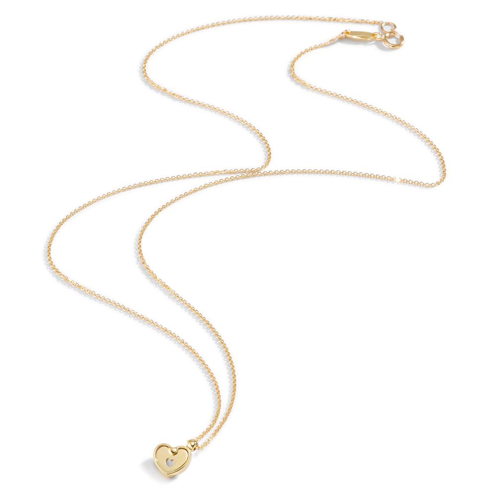 Collier 750/18 krt geel goud Parelmoer Hart 42 cm