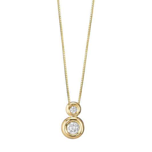 Collier 750/18K geel goud Zirkonia 2 Steen 42 cm