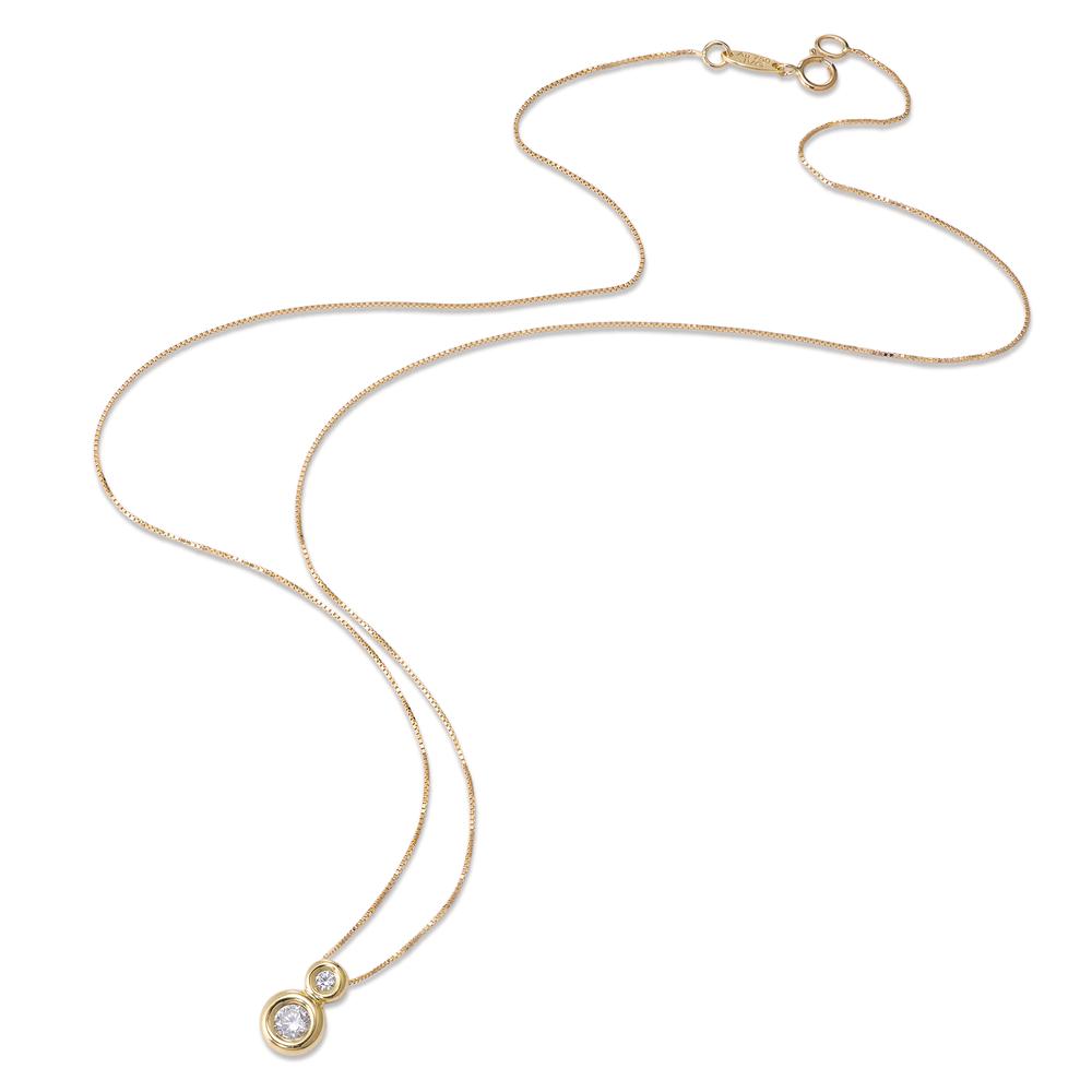 Collier 750/18K geel goud Zirkonia 2 Steen 42 cm