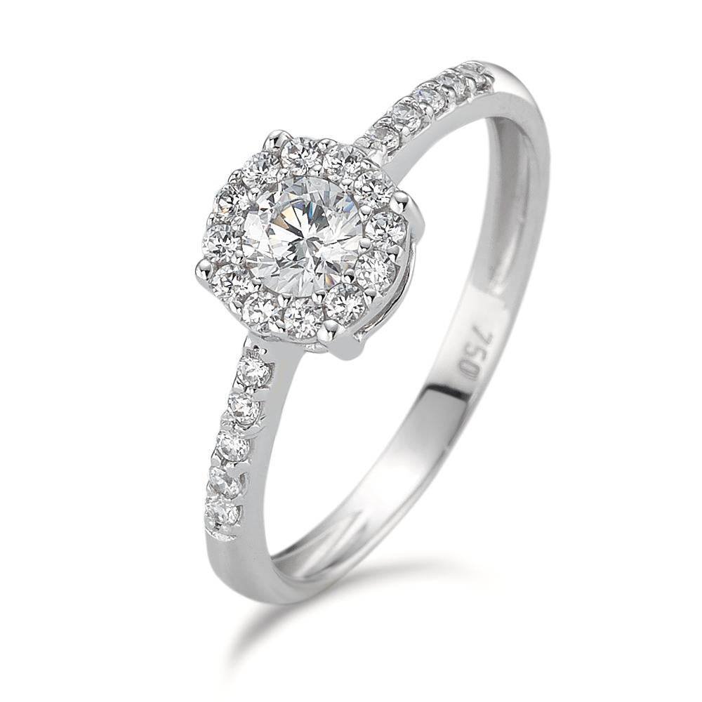 Solitaire ring 750/18K krt witgoud Zirkonia