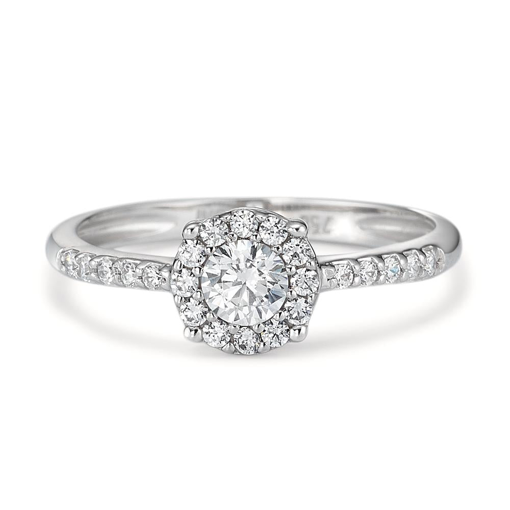 Solitaire ring 750/18K krt witgoud Zirkonia