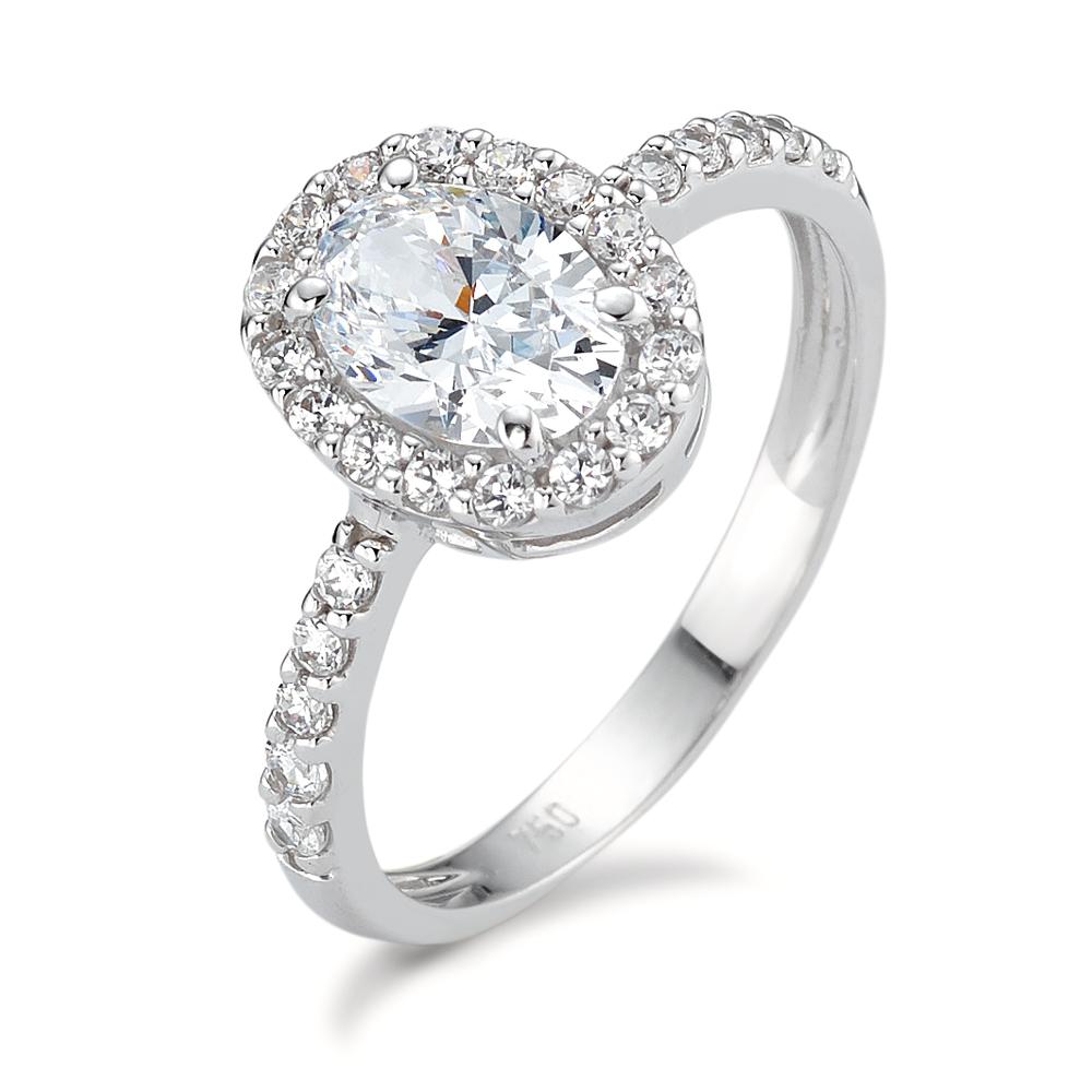 Solitaire ring 750/18K krt witgoud Zirkonia