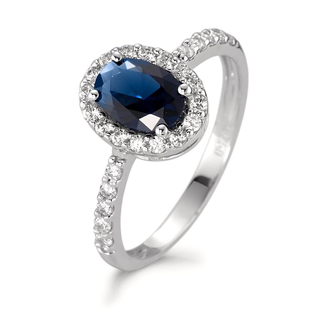 Ring 750/18K witgoud Zirkonia saffierblauw Ø10 mm