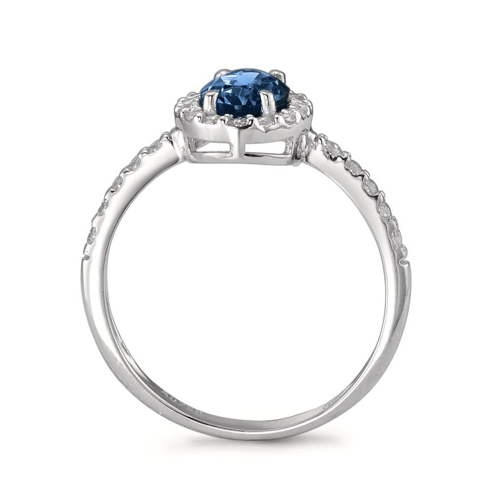 Ring 750/18K witgoud Zirkonia saffierblauw Ø10 mm