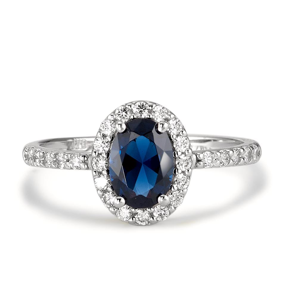 Ring 750/18K witgoud Zirkonia saffierblauw Ø10 mm