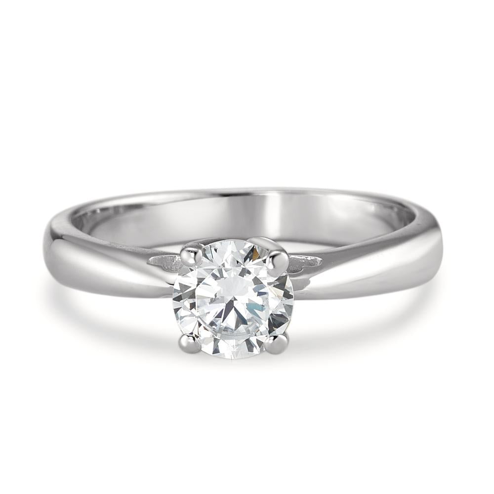 Solitaire ring 750/18K krt witgoud Zirkonia