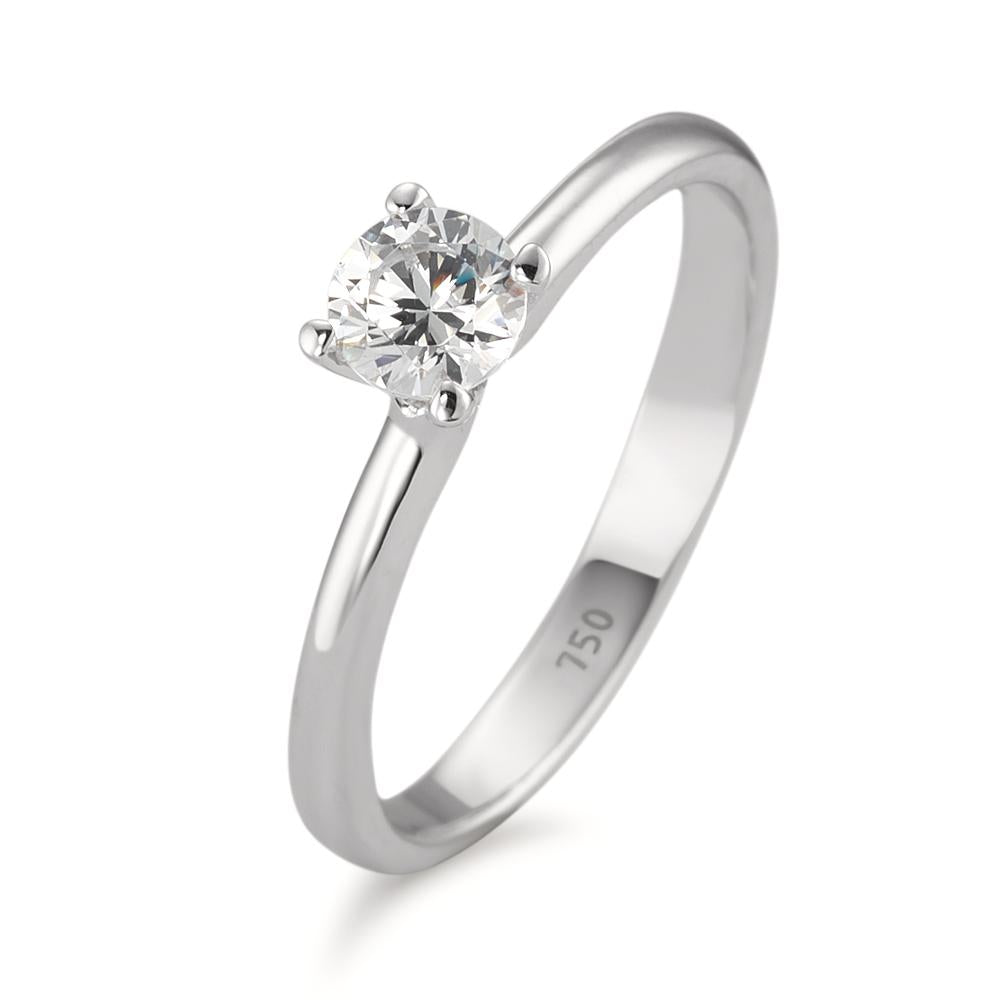 Solitaire ring 750/18K krt witgoud Zirkonia