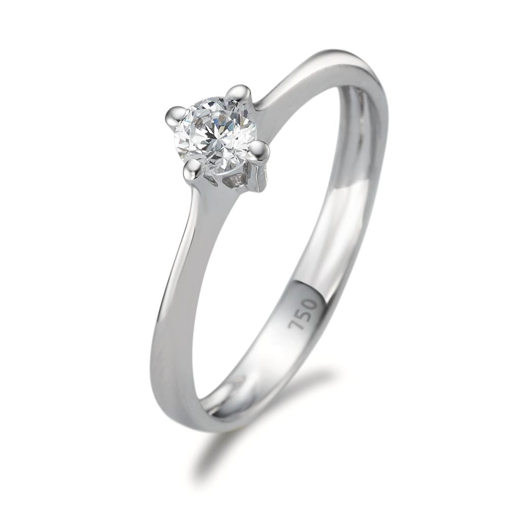 Solitaire ring 750/18K krt witgoud Zirkonia