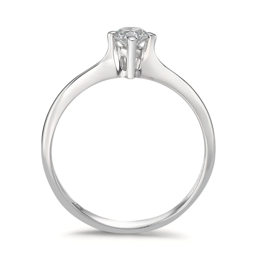 Solitaire ring 750/18K krt witgoud Zirkonia